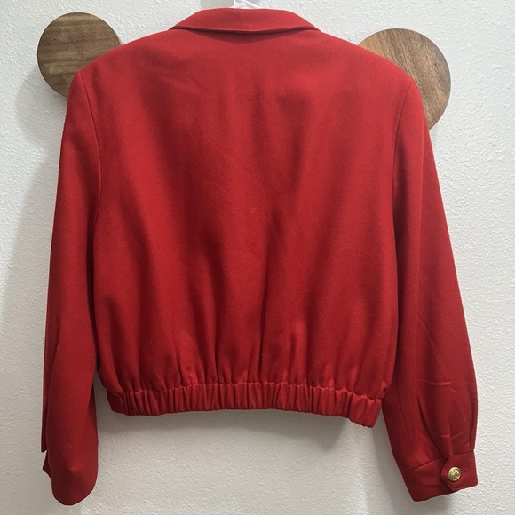 Vintage Savannah Holiday‎ Red Wool Bomber Jacket Size 12 Christmas Grandma - Picture 5 of 11